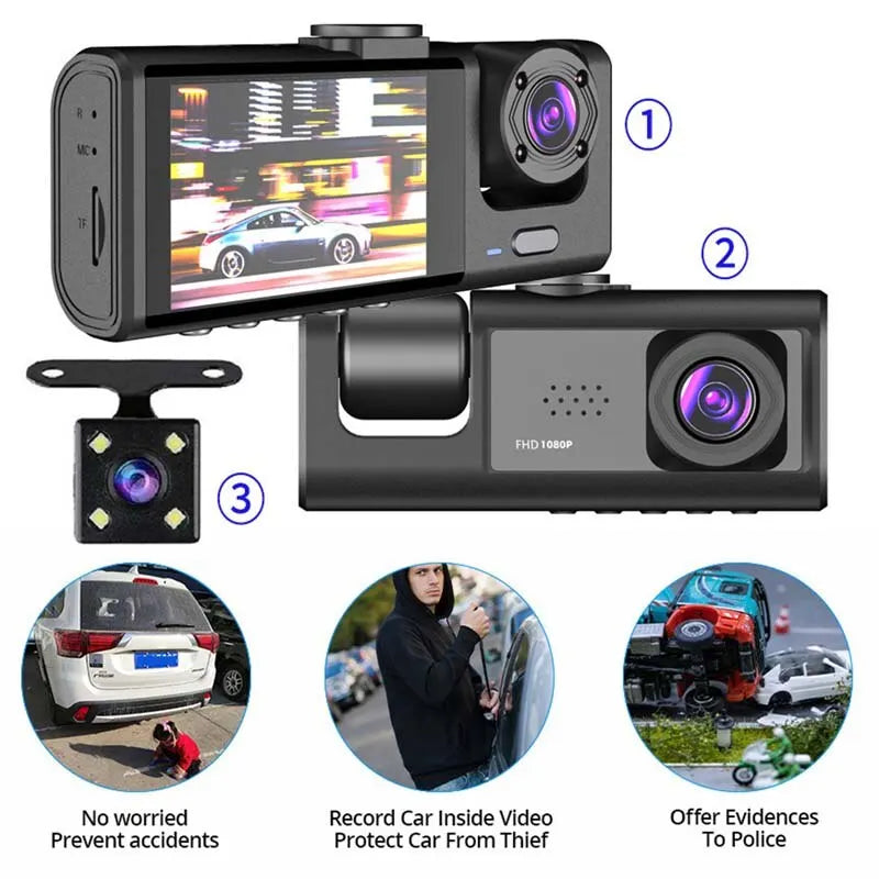 VitaCar™ DriveGuard Dual-Lens 1080P Dash Cam & Interior IR Monitor