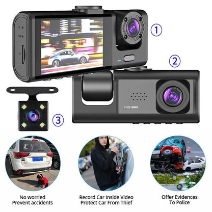 VitaCar™ DriveGuard Dual-Lens 1080P Dash Cam & Interior IR Monitor