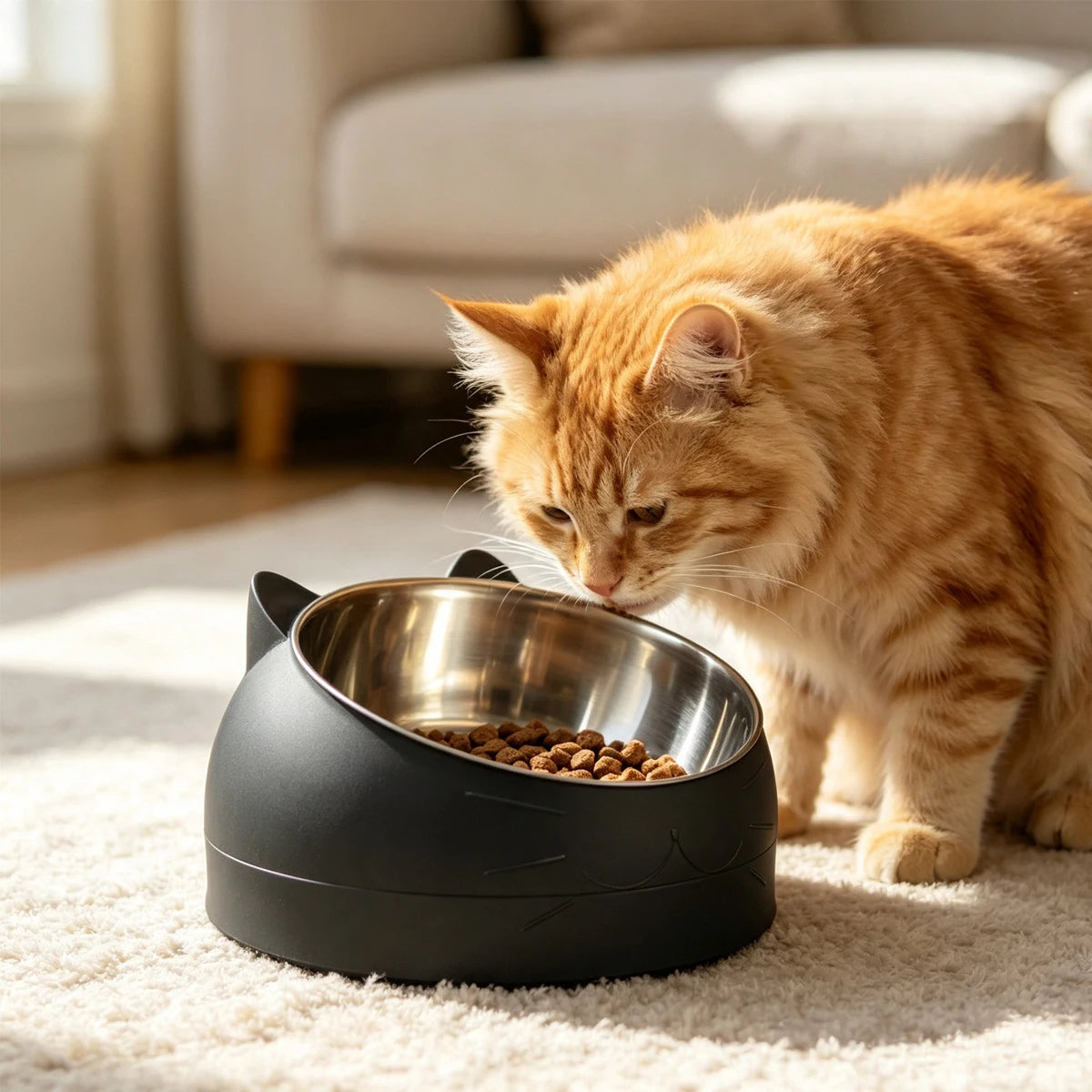 Stainless Steel Neck Guard Cat Bowl Pet Food Elevated Accessories Kitten Cats Articles Products Supplies Feeders Drinker Pets