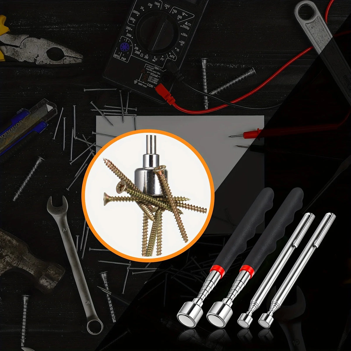 VitaHome™ SnapReach Telescopic Magnetic Pickup Tool with LED