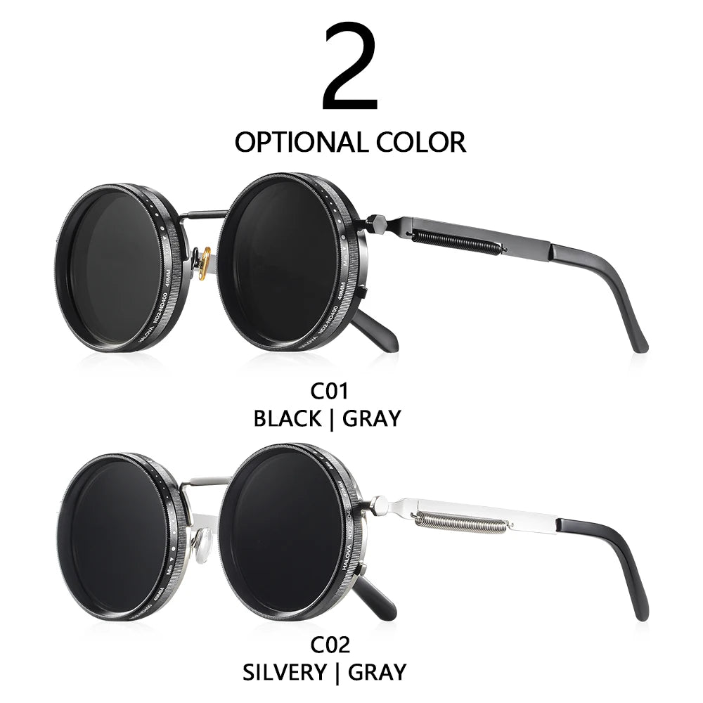Vita Retro Punk Adjustable Polarized Round Sunglasses