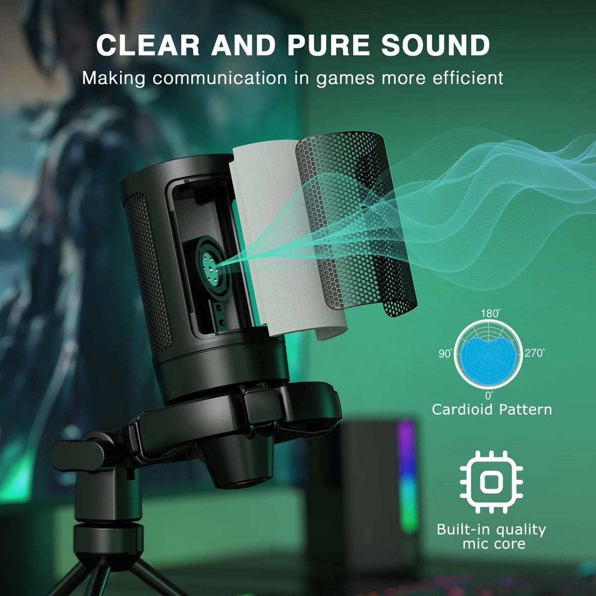 VitaHome™ AmpliVoice RGB Studio-Grade USB Gaming & Streaming Microphone