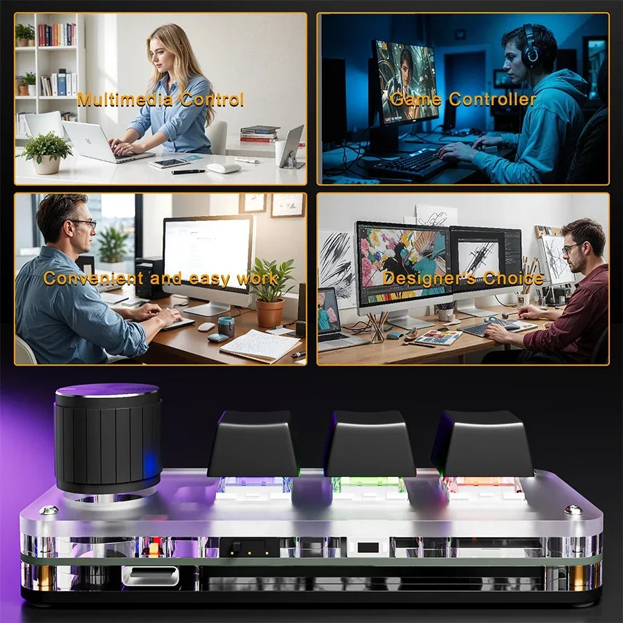 Makro-Tastatur mechanisch mit 3 Tasten und Drehknopf – Ansicht 6