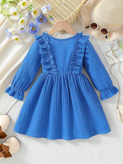 VitaHome™ LittleChic Solid Long-Sleeve Casual Dress