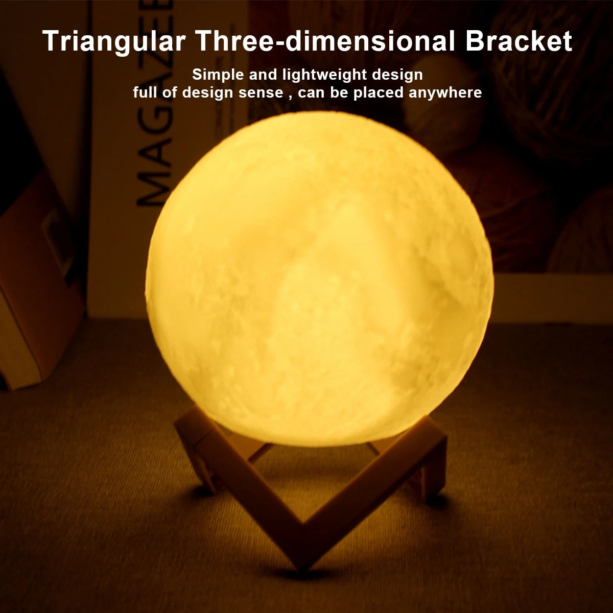 Moon Lamp LED Night Light Battery Powered With Stand Starry Lamp For Bedroom Decor Night Lights Kids Gift Moon Lamp – Ansicht 2