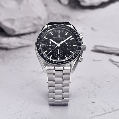 Herrenuhr Mondphase Chronograph Edelstahl wasserdicht – Ansicht 4