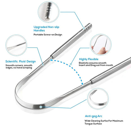 VitaCare™ PureBreath Medical-Grade Stainless Steel Tongue Scraper
