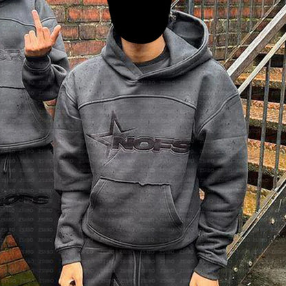 Vital™ StreetCore Oversized Letter-Embroidered Y2K Hoodie