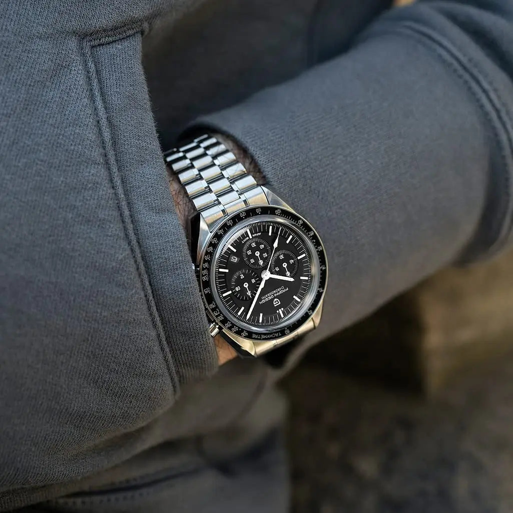 Herrenuhr Mondphase Chronograph Edelstahl wasserdicht – Ansicht 2