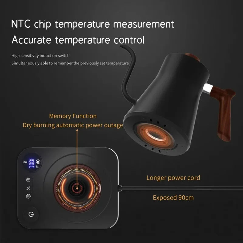 Vital™ Electric Gooseneck Kettle 900ml | Smart Temperature Control Coffee & Tea Pot