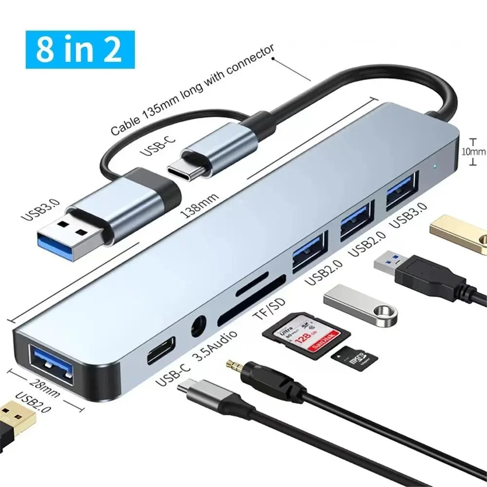 VitaHome™ Connect8 Pro 8-in-2 USB-C Hub & Docking Station