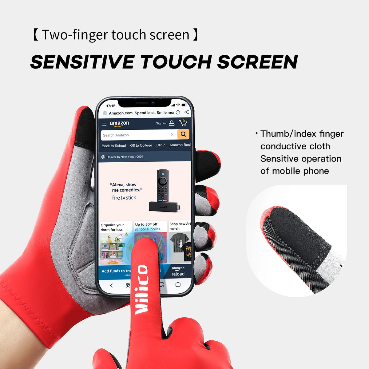VitaCare™ AeroGrip Full-Finger Touchscreen Cycling Gloves