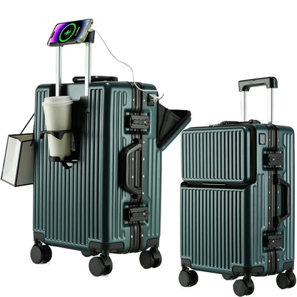 Vital™ AeroShield Aluminum Frame Cabin Trolley with USB & Cup Holder