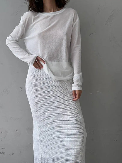 VitaCare™ SilkyKnit Basic Longsleeve Loose Bottom Top