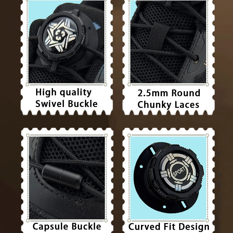Upgraded No‑Tie Automatic Sneaker Laces Thick Rope Shoelaces with Swivel Metal Capsule Buckles Easy Installation – Ansicht 6