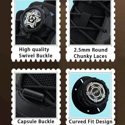 Upgraded No‑Tie Automatic Sneaker Laces Thick Rope Shoelaces with Swivel Metal Capsule Buckles Easy Installation – Ansicht 6