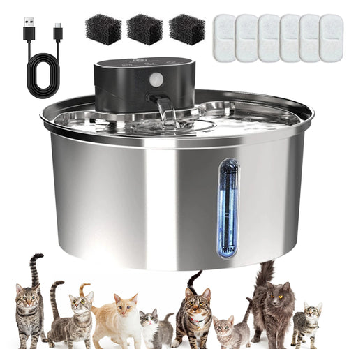 Trinkbrunnen für Katzen und Hunde mit Edelstahlschale 3,2 l