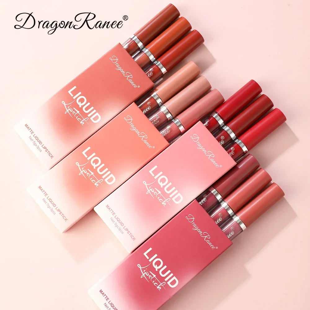 Flüssiger Lippenstift wasserdicht matt 3er-Set