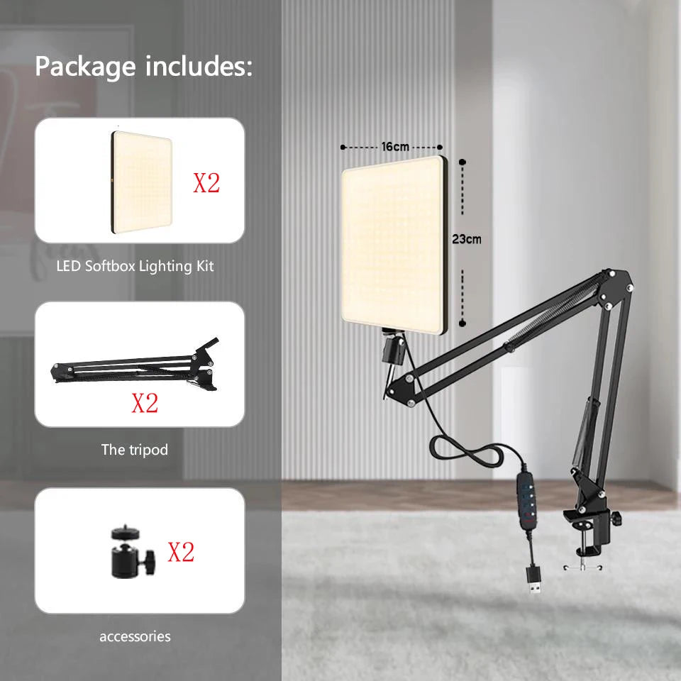 VitaHome™ LuminaPro Studio LED Light & Scissor Arm Stand
