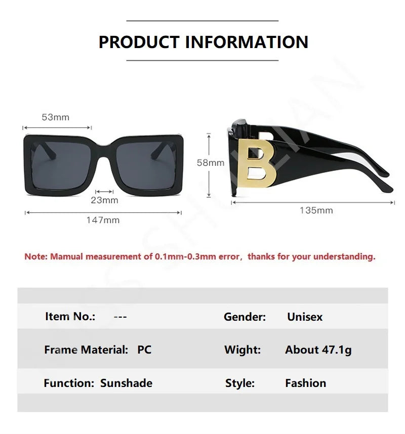 VitalLuxury™ B-Logo Big Frame Glasses