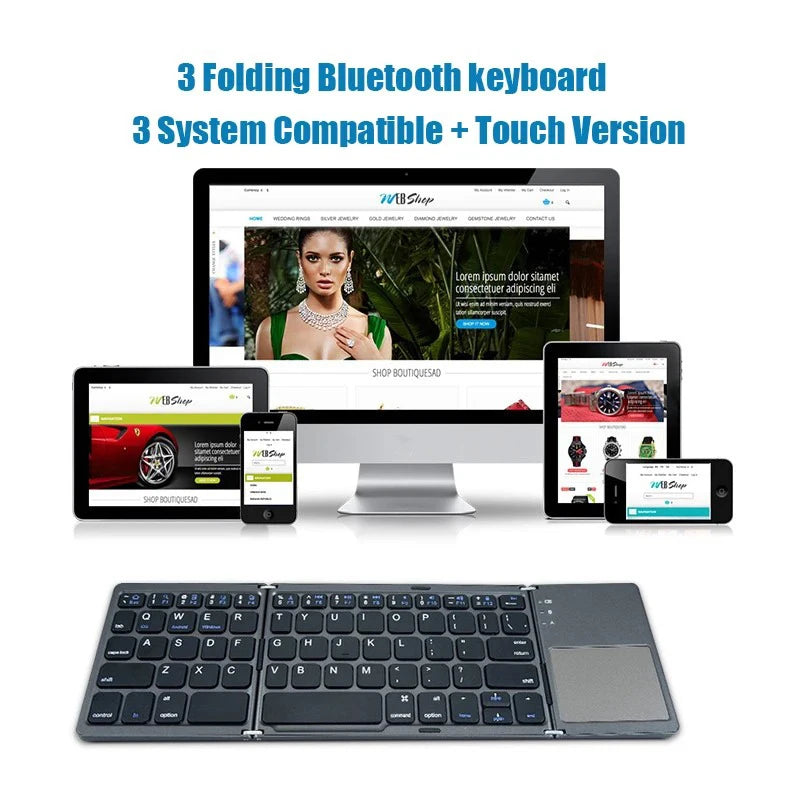 Bluetooth-Tastatur faltbar mit Touchpad – Ansicht 2