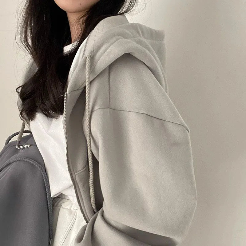 VelvetCore™ Oversized Zip Crop