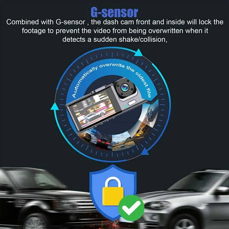 VitaCar™ DriveGuard Dual-Lens 1080P Dash Cam & Interior IR Monitor