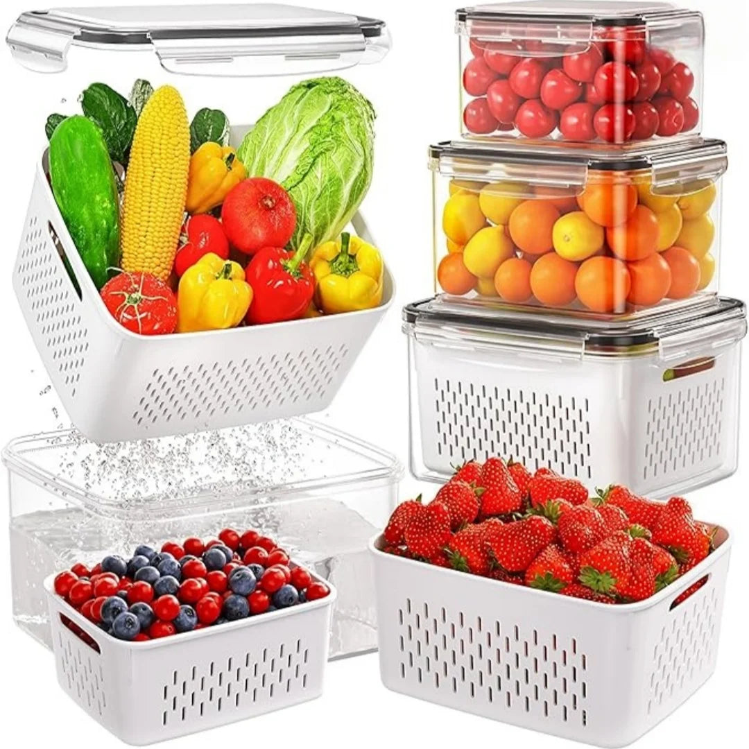 Obstdosen für den Kühlschrank mit Sieb 9-teilig – Ansicht 2