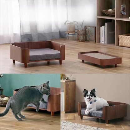 Hundebett aus Holz mit Dach – Ansicht 3