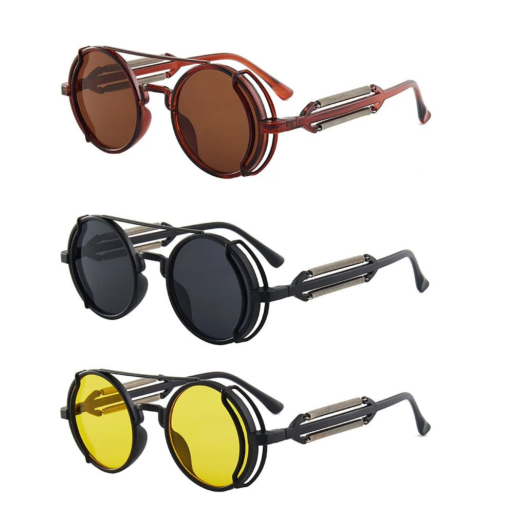 Classic Gothic Steampunk Sunglasses Luxury Brand Designer High Quality Men and Women Retro Round Pc Frame Sunglasses – Ansicht 17