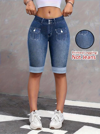 Vital™ DenimFlex High-Waist Faux Denim Capri Yoga Pants
