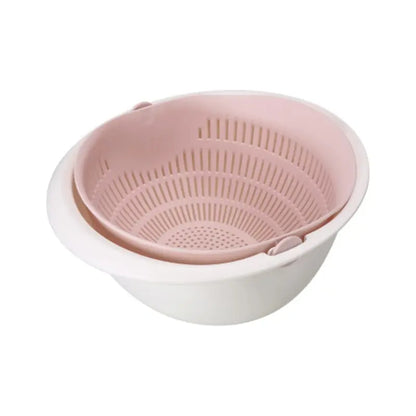 VitaHome™ SpinClean Dual-Layer Rotating Fruit & Vegetable Strainer Basket