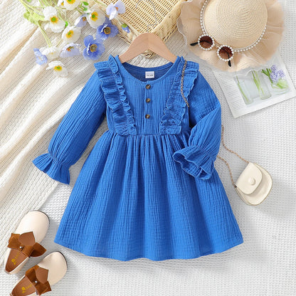VitaHome™ LittleChic Solid Long-Sleeve Casual Dress