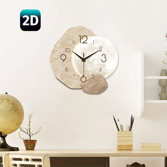 Wanduhr aus Holz im Monddesign geräuschlos