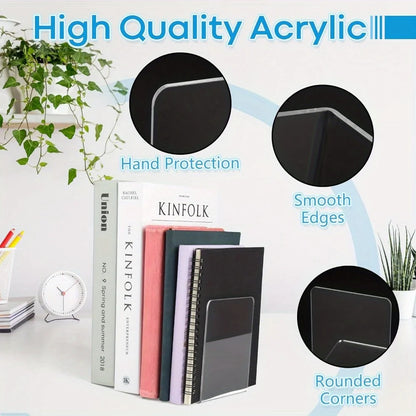 Buchstützen aus Acryl transparent im Set – Ansicht 2