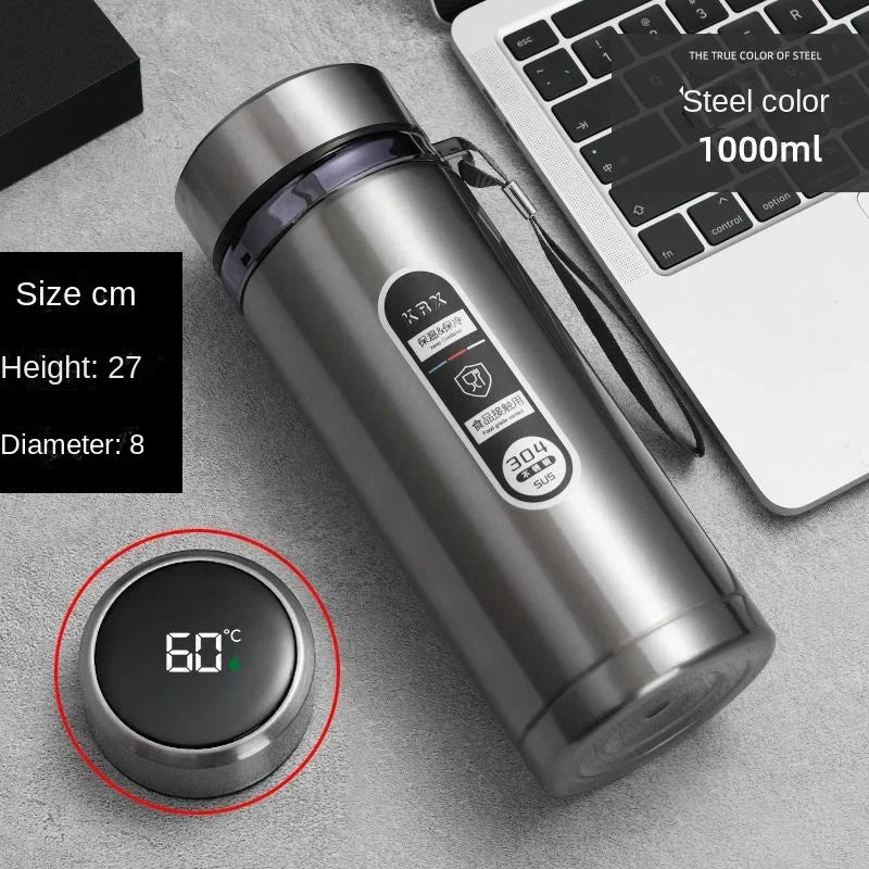 Thermosflasche aus Edelstahl mit LED-Temperaturanzeige 1 l – Ansicht 10