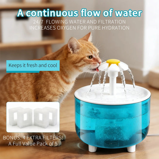 Trinkbrunnen für Katzen mit 4 Filtern USB 1,2 l