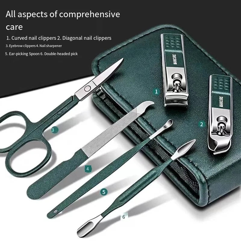 Vital™ 6-Piece Professional Manicure & Nail Care Set | Portable Stainless Steel Grooming Kit