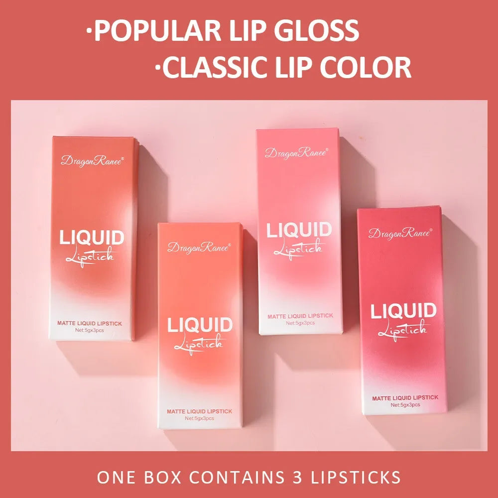 Flüssiger Lippenstift wasserdicht matt 3er-Set – Ansicht 2