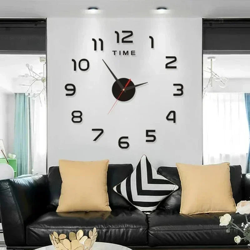Wanduhr 3D aus Acryl mit Spiegeleffekt zum Aufkleben – Ansicht 3