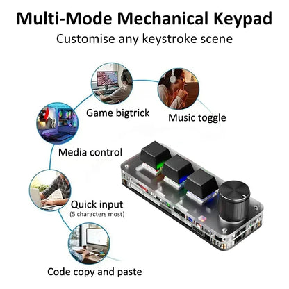 Makro-Tastatur mechanisch mit 3 Tasten und Drehknopf – Ansicht 2