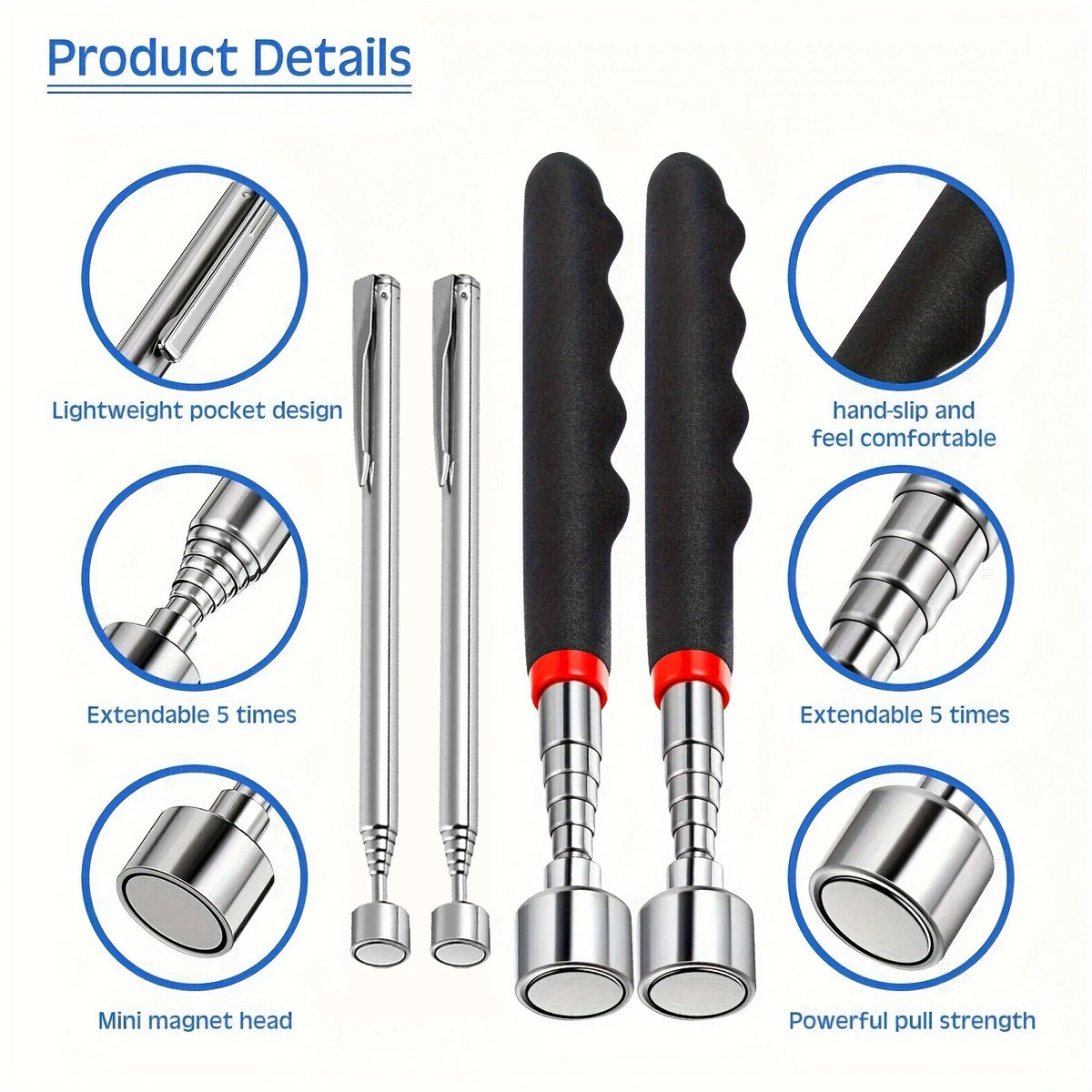 VitaHome™ SnapReach Telescopic Magnetic Pickup Tool with LED