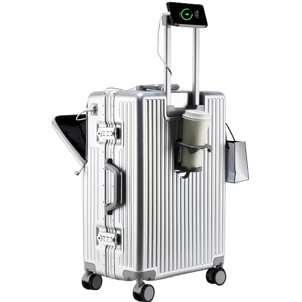 Vital™ AeroShield Aluminum Frame Cabin Trolley with USB & Cup Holder