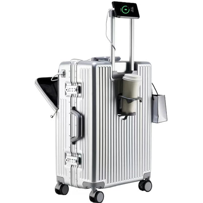 Vital™ AeroShield Aluminum Frame Cabin Trolley with USB & Cup Holder