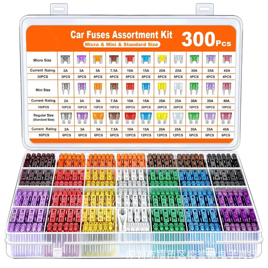 300/180/120pcs Car Blade Fuse Assortment Kit Auto Truck Automotive Medium Small Fuse Mixed Motorcycle Circuit Fuse With Box