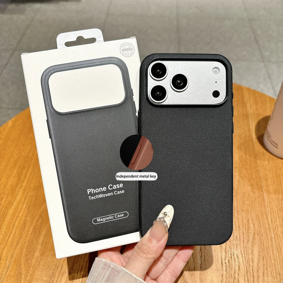 Luxury Business Technology Woven Magnetic Case for IPhone 18 Pro Max 17 16 15 14 13 Technical Fabric Anti Drop Cover with Packet – Ansicht 11
