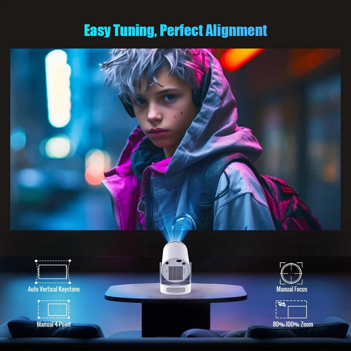 Magcubic 8K Wifi6 Projector 290ANSI Android 14 Dual WIFI Allwinner H726 BT5.4 1280*720P Home Cinema Outdoor Portable HY300 Pro + – Ansicht 3