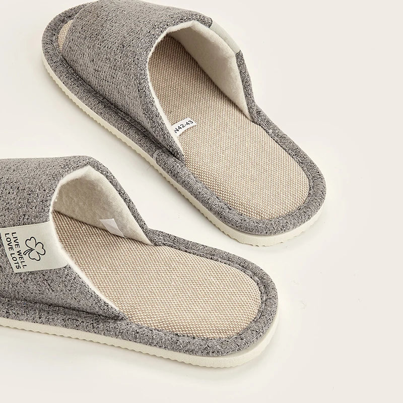 Home Linen Slippers For Men In Spring&Autumn Comfortable Bedroom Open-toed&Breathable Slippers Men's & Women's Shoes Summer – Ansicht 6