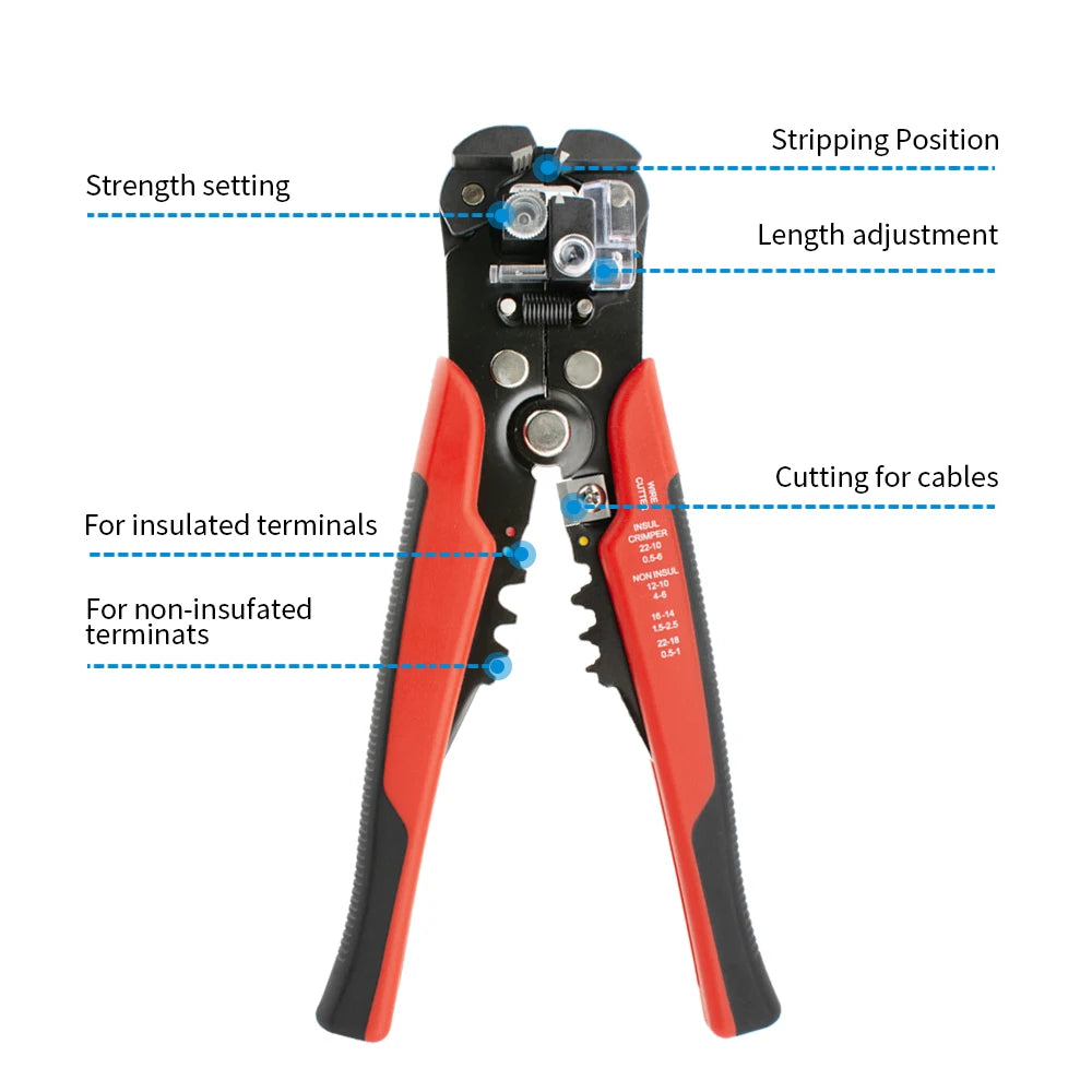Professional Electrician Wire Pliers Cable Wire Stripper Cutter Crimper Automatic Crimping Stripping Tool – Ansicht 2