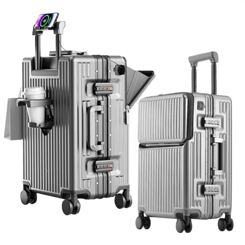 Vital™ AeroShield Aluminum Frame Cabin Trolley with USB & Cup Holder